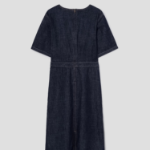 8 seconds Short Sleeve Denim Long Dress — Navy