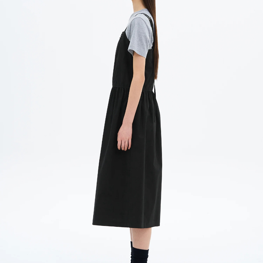 8 seconds Cotton Peach Layered Dress — Black