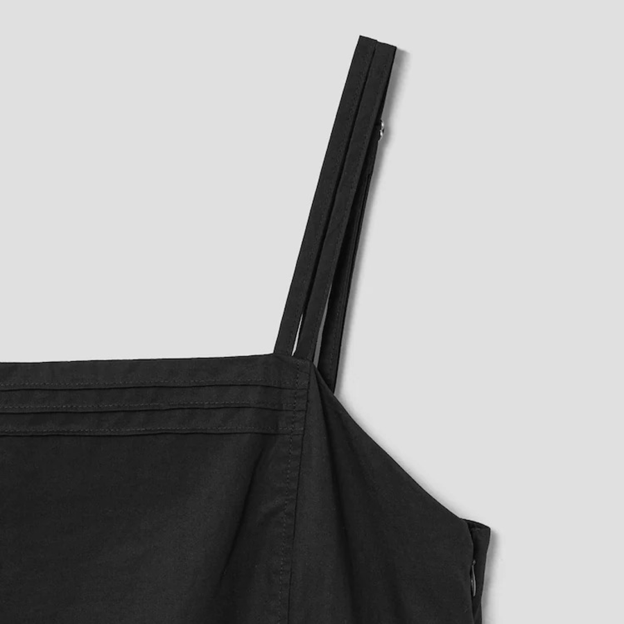 8 seconds Cotton Peach Layered Dress — Black