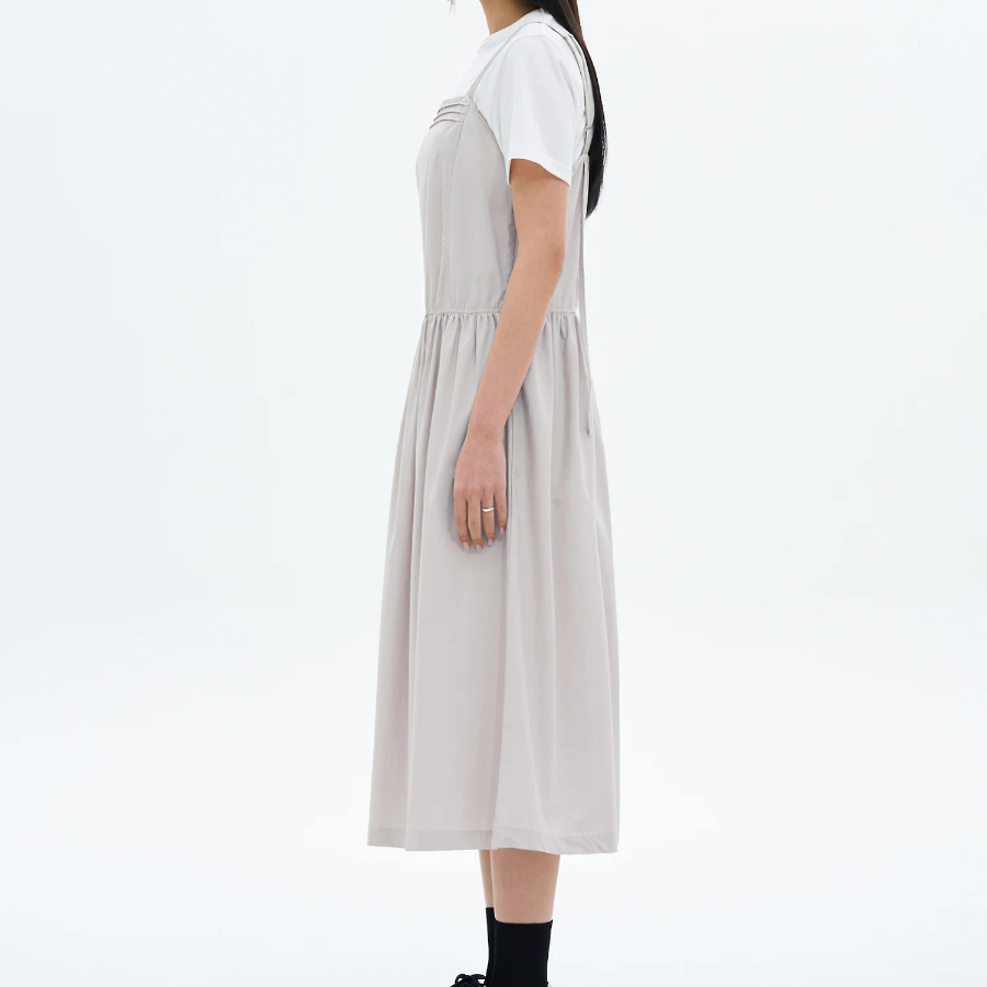 8 seconds Cotton Peach Layered Dress — Light Gray