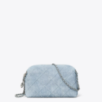 TORY BURCH Fleming Denim-Print Suede Soft Crossbody Bag – Denim