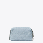 TORY BURCH Fleming Denim-Print Suede Soft Crossbody Bag – Denim