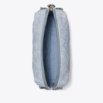 TORY BURCH Fleming Denim-Print Suede Soft Crossbody Bag – Denim