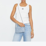 TORY BURCH Fleming Denim-Print Suede Soft Crossbody Bag – Denim