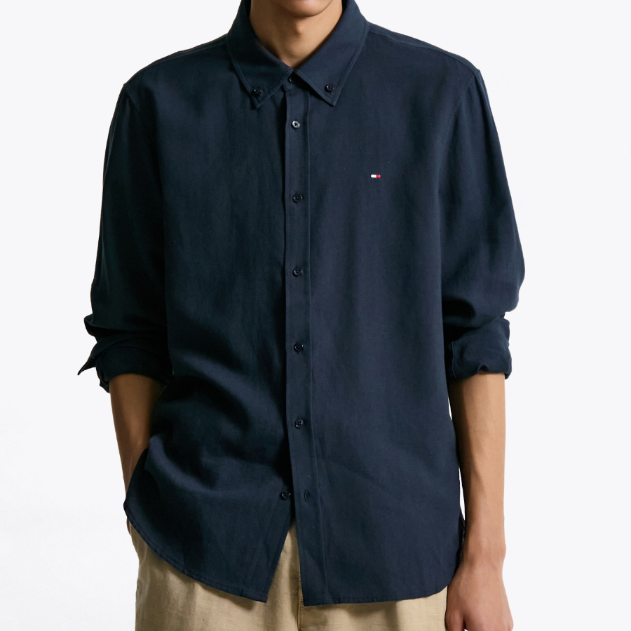 TOMMY HILFIGER [Official Headquarters] Linen Blend Button-Down Shirt