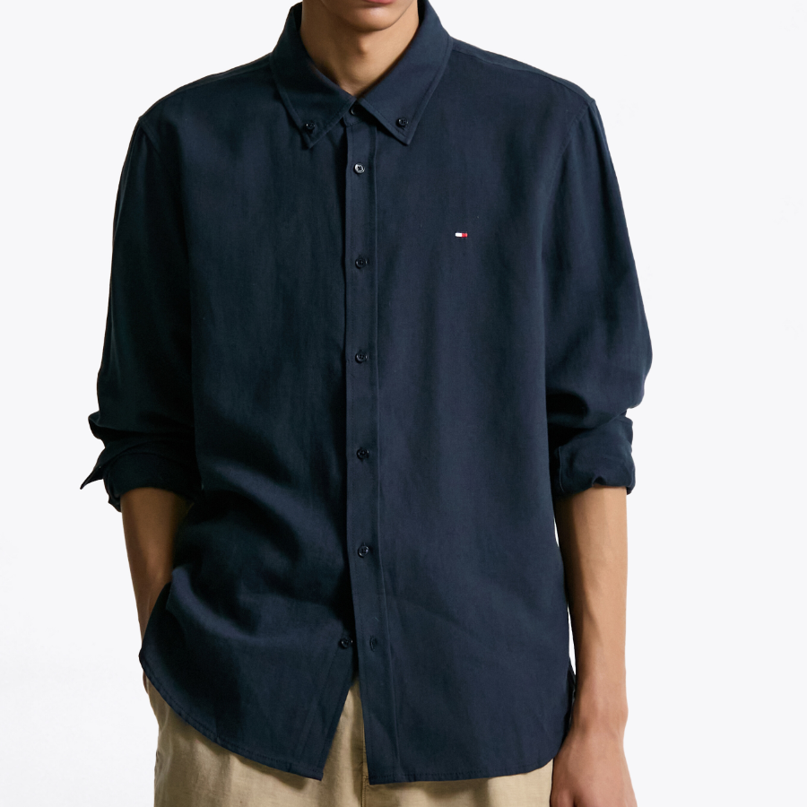TOMMY HILFIGER [Official Headquarters] Linen Blend Button-Down Shirt
