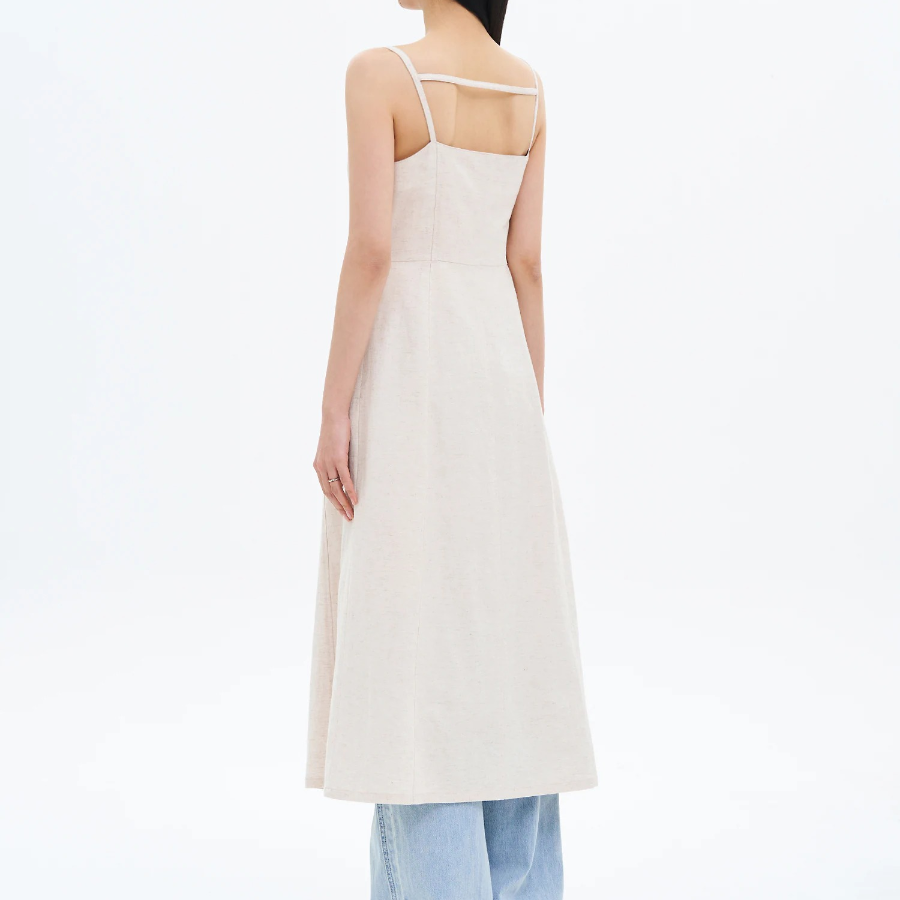 8 seconds Linen Sleeveless Dress — Beige