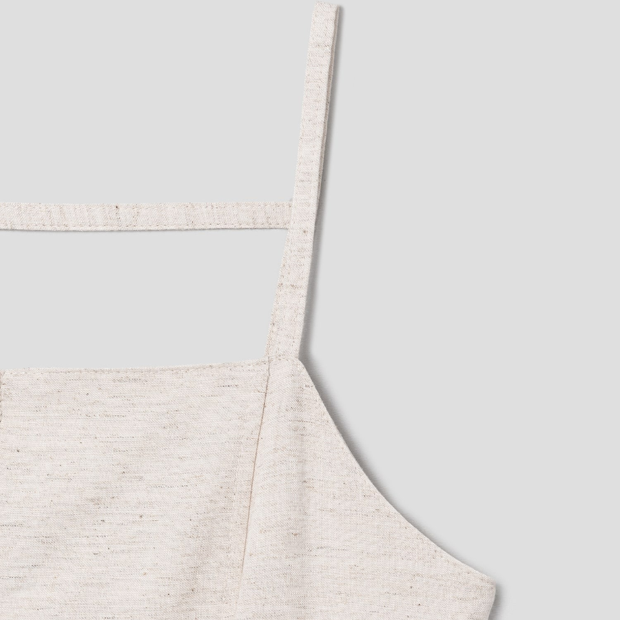 8 seconds Linen Sleeveless Dress — Beige