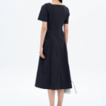 8 seconds Side Shirring Short Sleeve Midi Dress — Navy