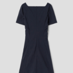8 seconds Side Shirring Short Sleeve Midi Dress — Navy
