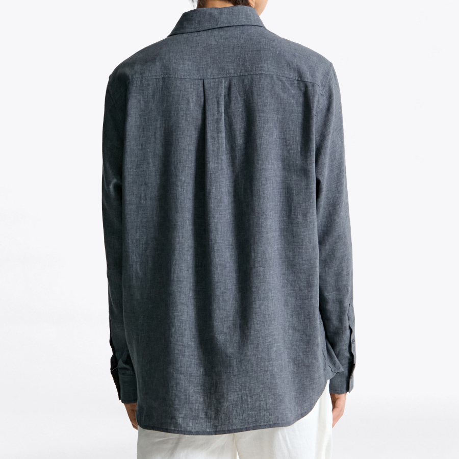 TOMMY HILFIGER [Official Headquarters] Linen Blend Button-Down Shirt (T12F1WSH713MLMPA7)