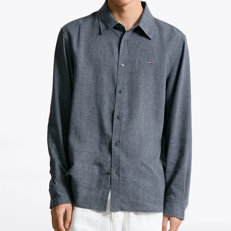 TOMMY HILFIGER [Official Headquarters] Linen Blend Button-Down Shirt (T12F1WSH713MLMPA7)
