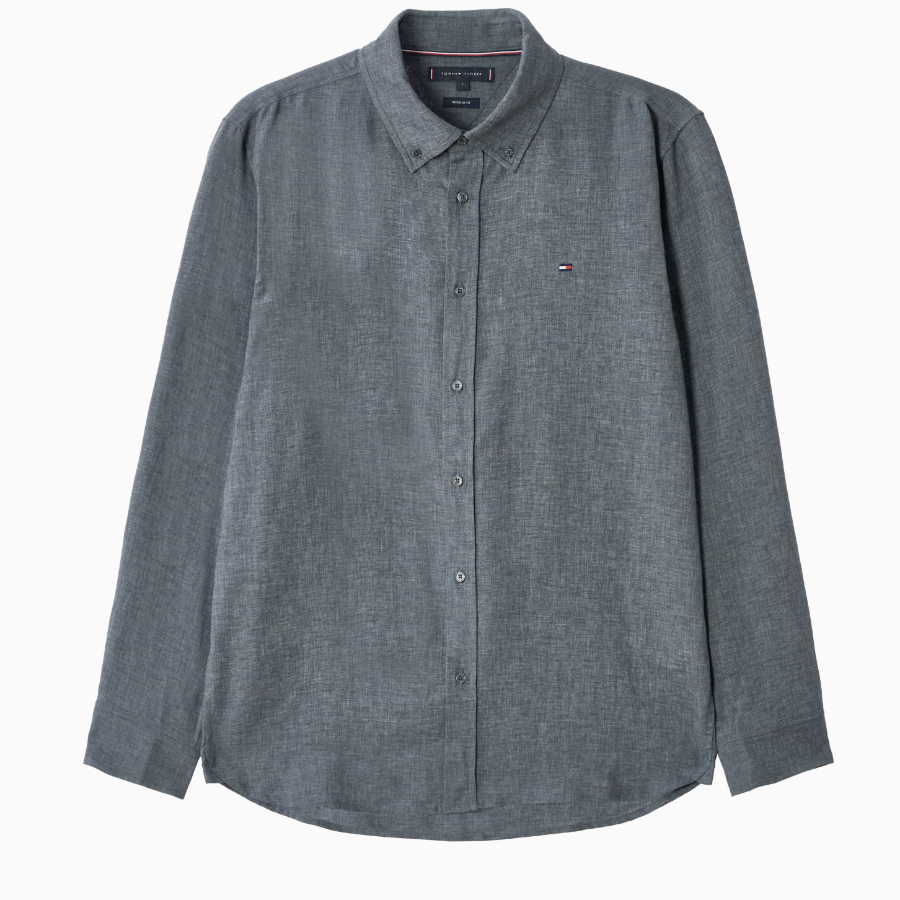 TOMMY HILFIGER [Official Headquarters] Linen Blend Button-Down Shirt (T12F1WSH713MLMPA7)