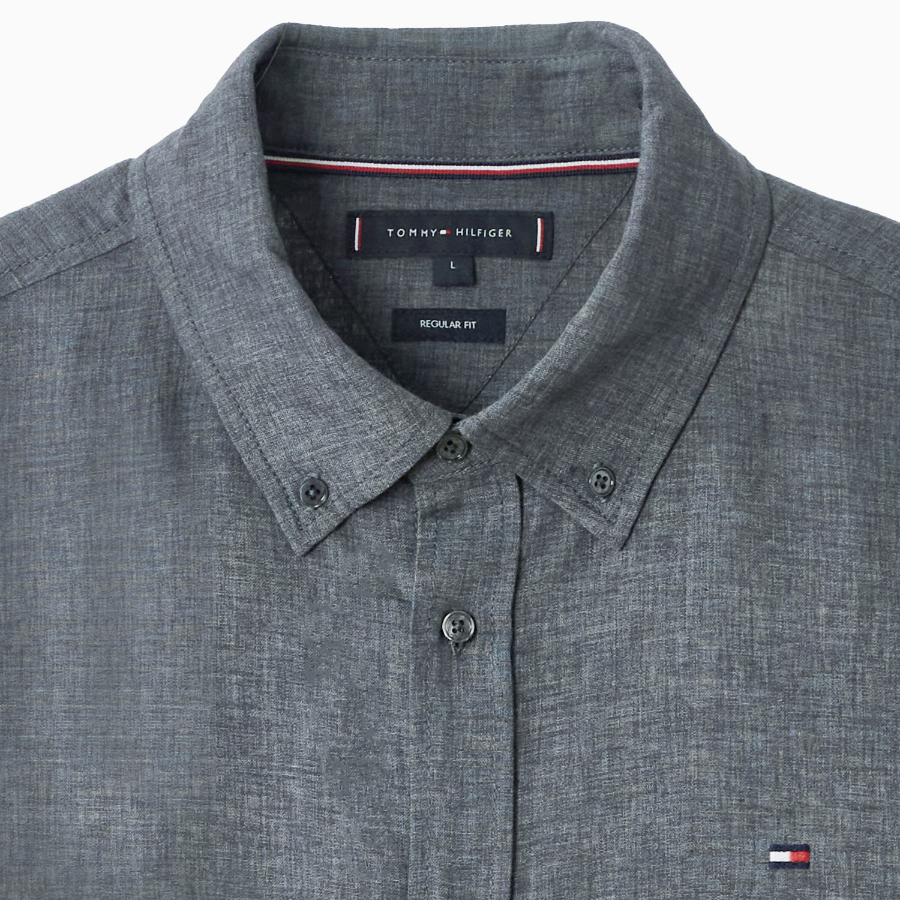 TOMMY HILFIGER [Official Headquarters] Linen Blend Button-Down Shirt (T12F1WSH713MLMPA7)