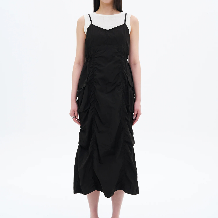 8 seconds Puckering Long Dress — Black