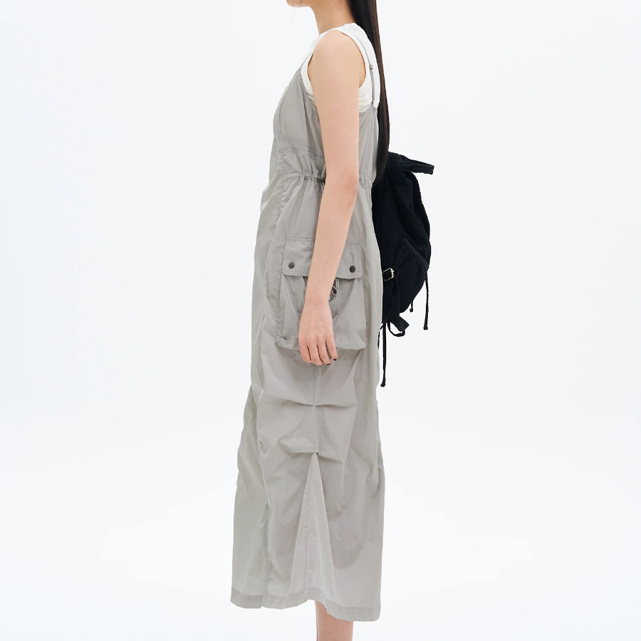 8 seconds Puckering Long Dress — Light Gray