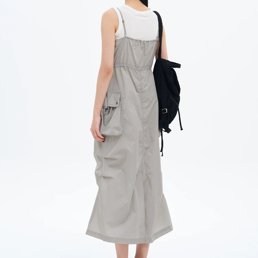 8 seconds Puckering Long Dress — Light Gray