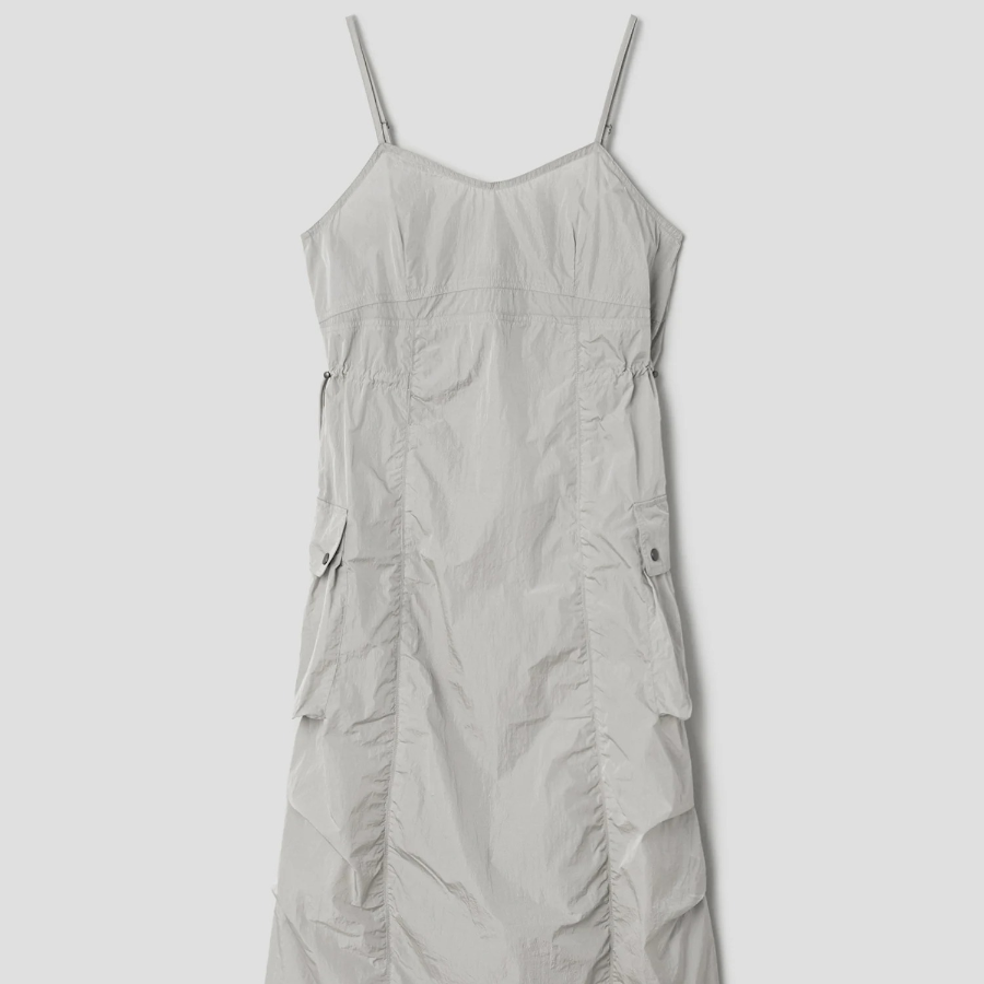 8 seconds Puckering Long Dress — Light Gray