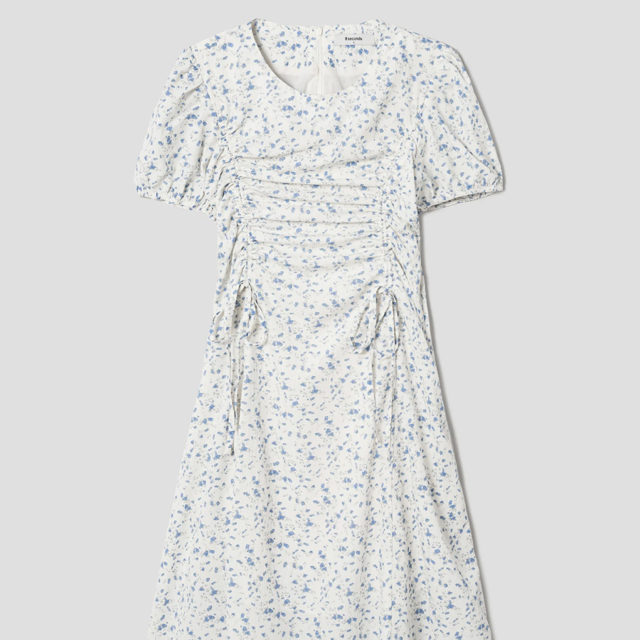 8 seconds Printed Short Sleeve Dress — Ivory