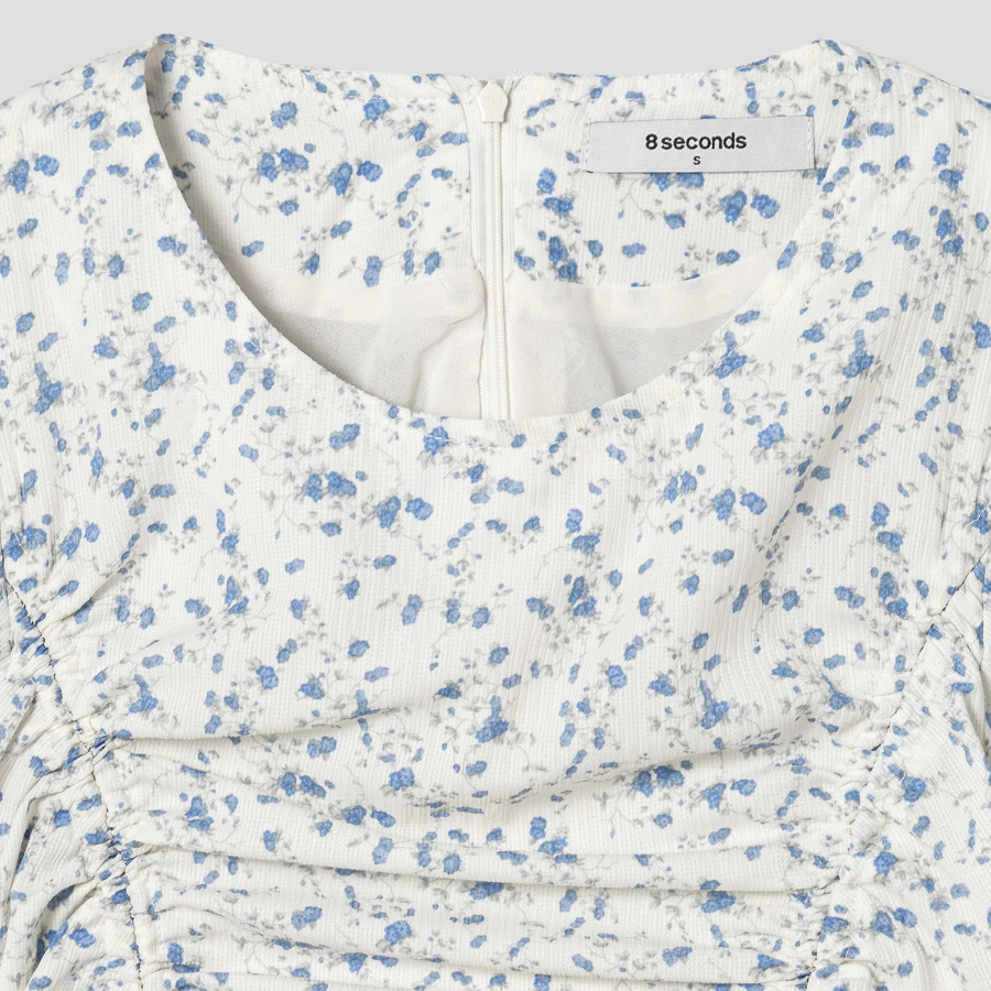 8 seconds Printed Short Sleeve Dress — Ivory
