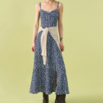 8 seconds Flower Print Sleeveless Long Dress — Navy