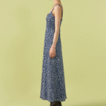 8 seconds Flower Print Sleeveless Long Dress — Navy