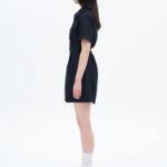 8 seconds 40s Cotton Blend Shirt Mini Dress — Black
