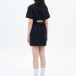 8 seconds 40s Cotton Blend Shirt Mini Dress — Black