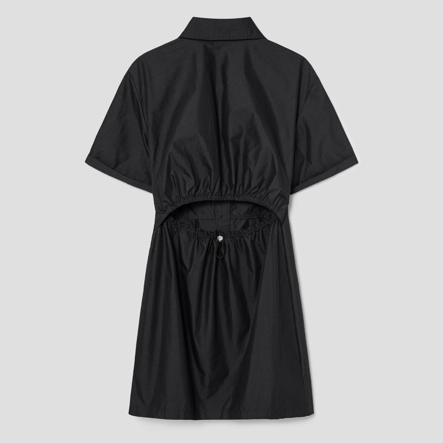 8 seconds 40s Cotton Blend Shirt Mini Dress — Black