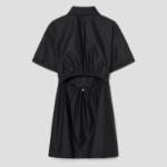 8 seconds 40s Cotton Blend Shirt Mini Dress — Black