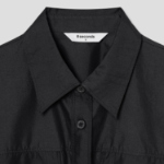 8 seconds 40s Cotton Blend Shirt Mini Dress — Black