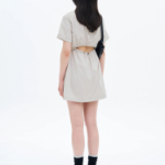 8 seconds 40s Cotton Blend Shirt Mini Dress — Light Gray