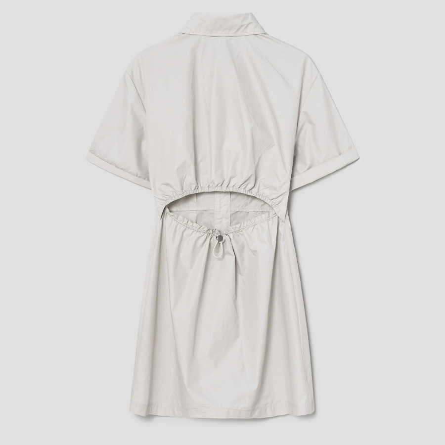 8 seconds 40s Cotton Blend Shirt Mini Dress — Light Gray