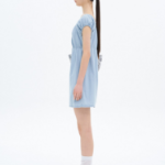 8 seconds Denim Shirring Mini Dress — Sky Blue