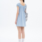 8 seconds Denim Shirring Mini Dress — Sky Blue