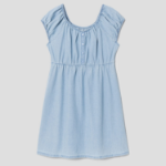 8 seconds Denim Shirring Mini Dress — Sky Blue