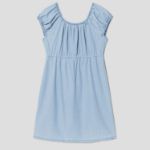 8 seconds Denim Shirring Mini Dress — Sky Blue