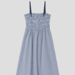 8 seconds Check Smocking Dress — Navy