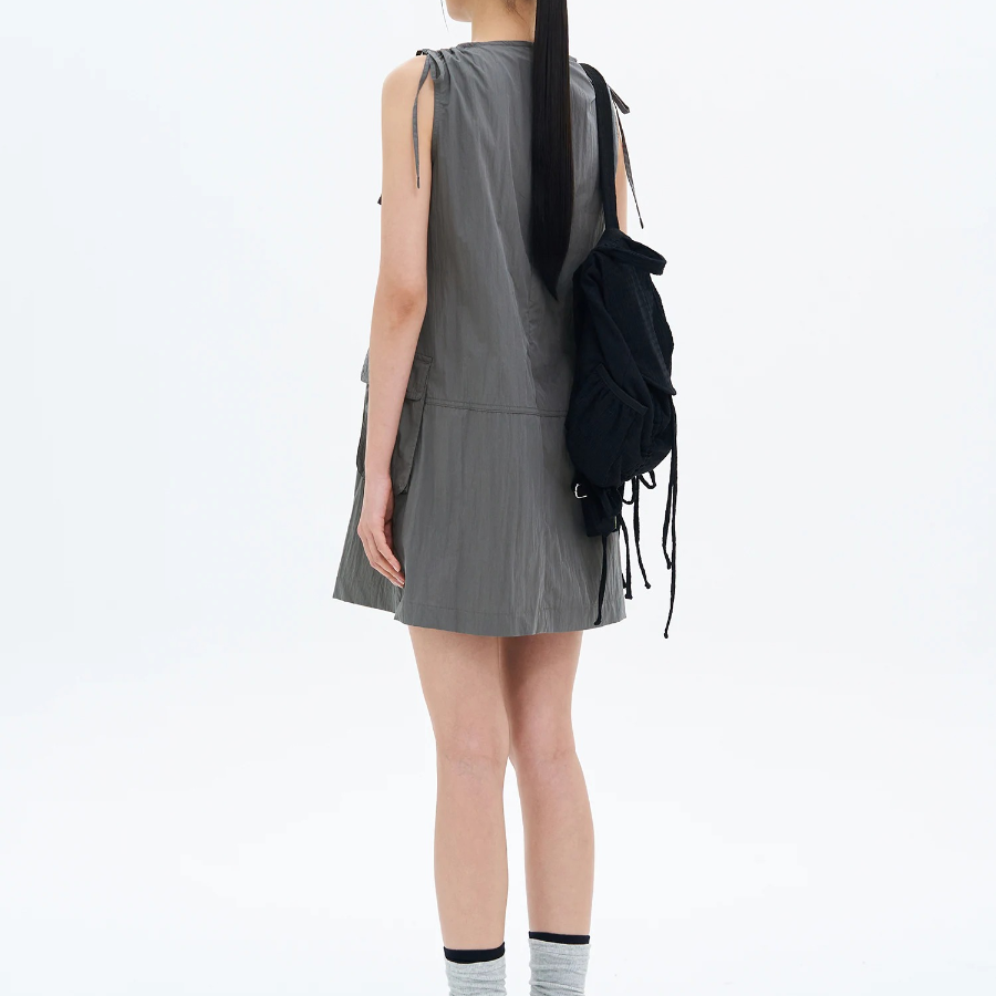 8 seconds Ribbon Mini Dress — Ash