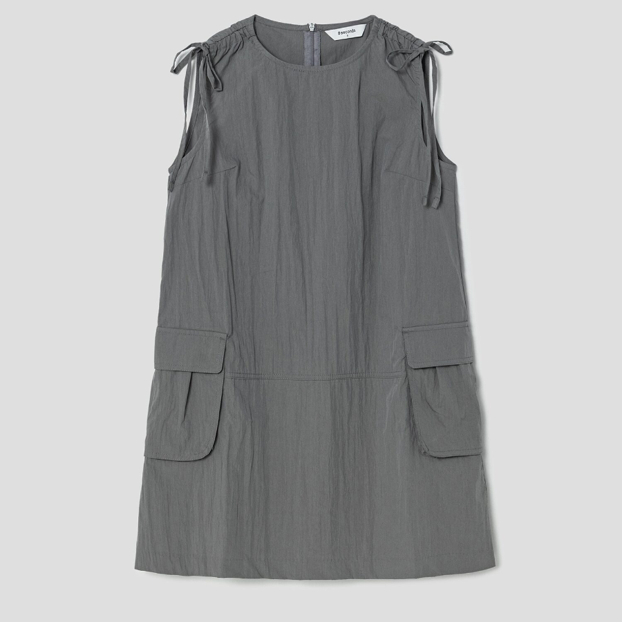 8 seconds Ribbon Mini Dress — Ash