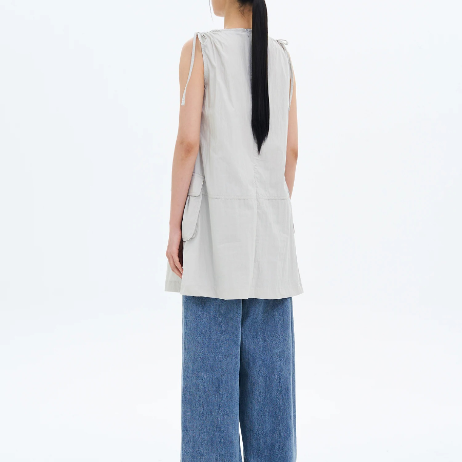 8 seconds Ribbon Mini Dress — Light Gray