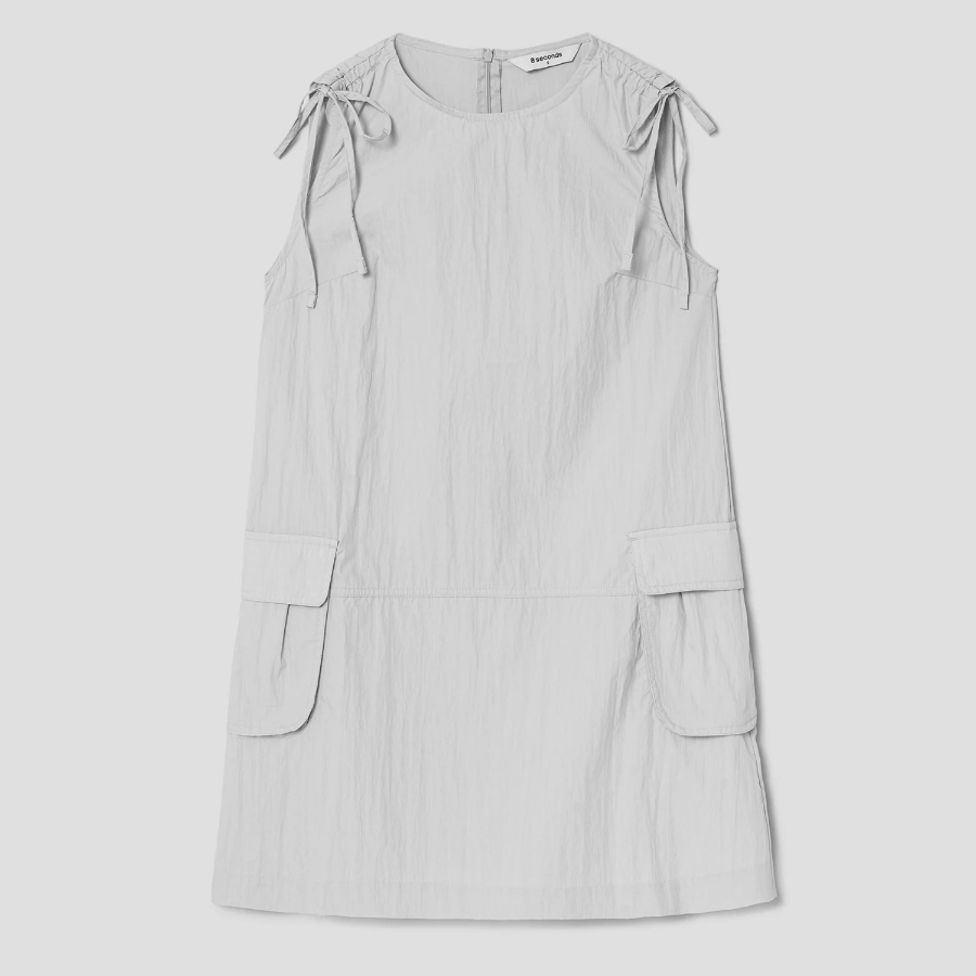8 seconds Ribbon Mini Dress — Light Gray