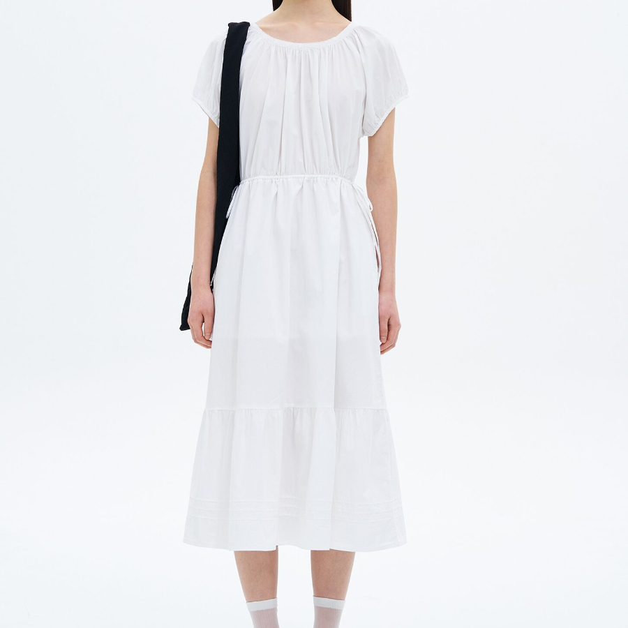 8 seconds Cotton Short Sleeve Long Dress — White