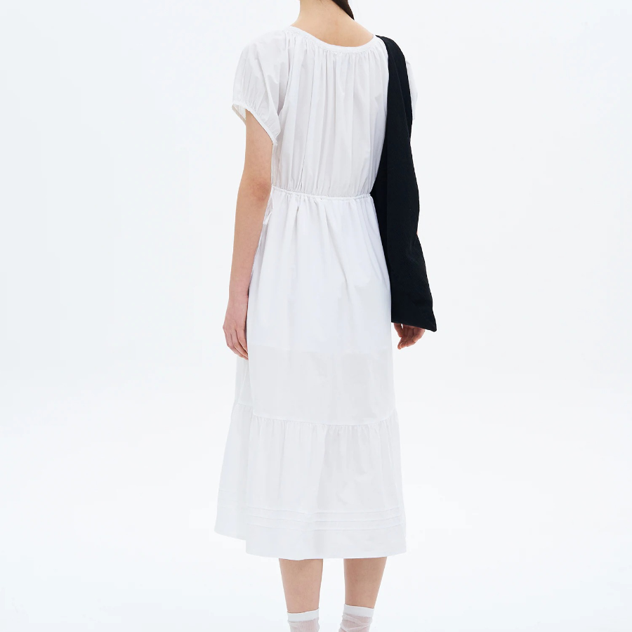 8 seconds Cotton Short Sleeve Long Dress — White