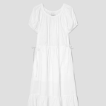 8 seconds Cotton Short Sleeve Long Dress — White