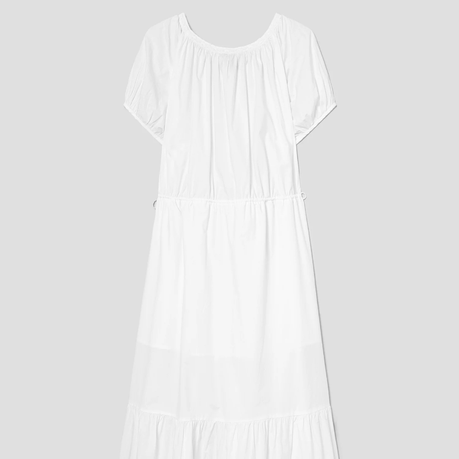 8 seconds Cotton Short Sleeve Long Dress — White
