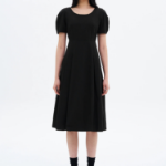 8 seconds Short Sleeve Volume Long Dress — Black