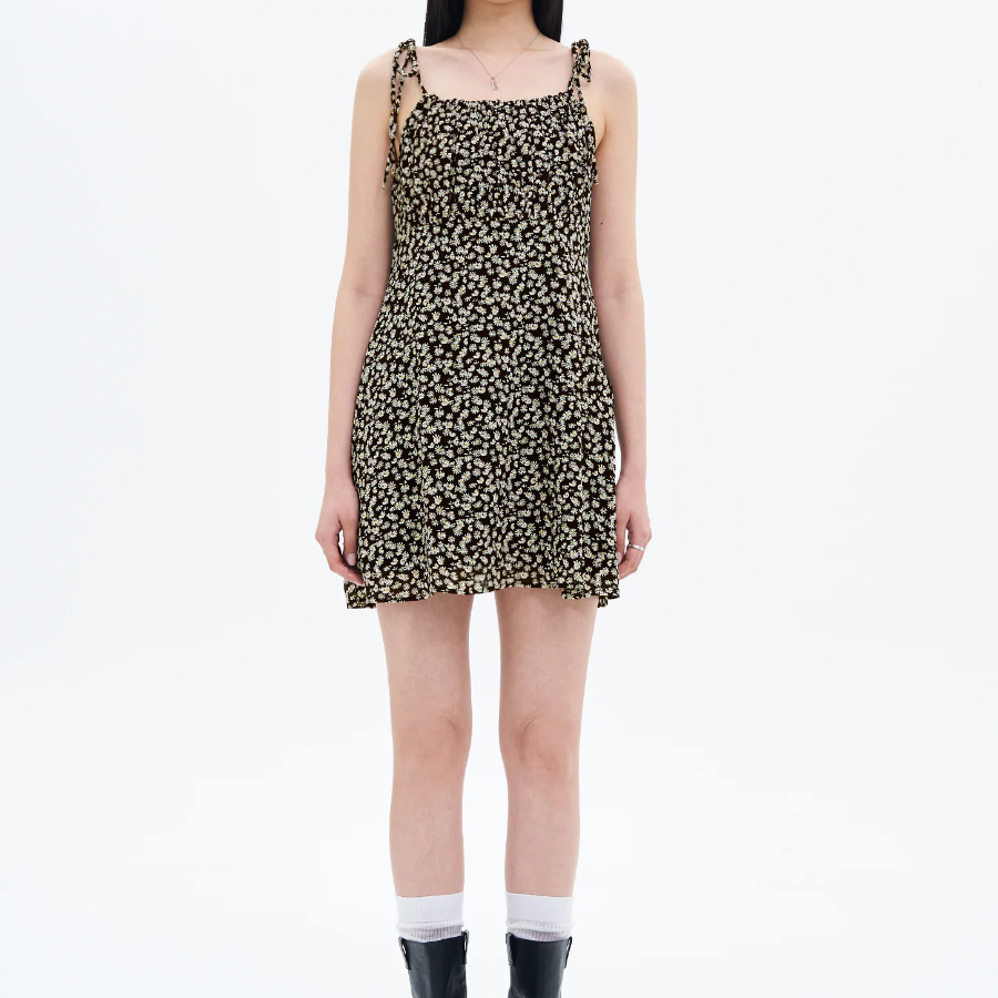 8 seconds Print Sleeveless Mini Dress — Black