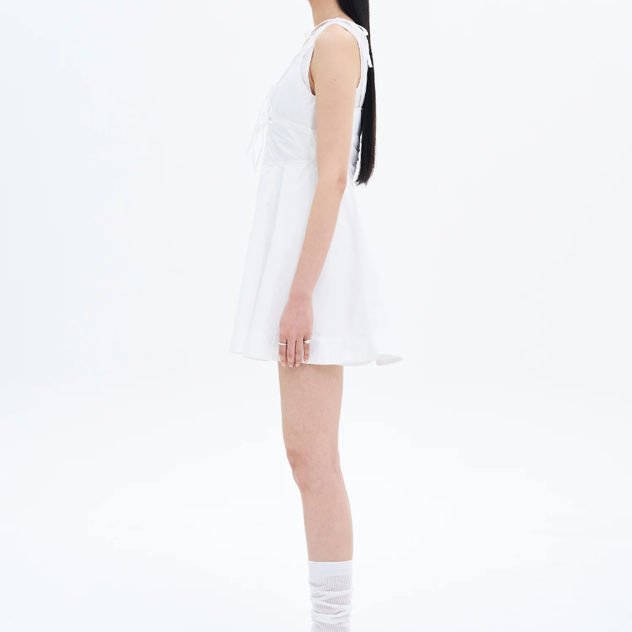 8 seconds Cotton Sleeveless Mini Dress — White
