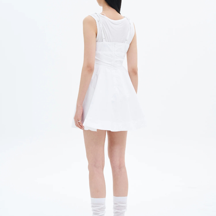 8 seconds Cotton Sleeveless Mini Dress — White